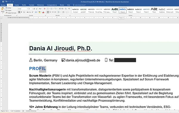 Diseño de CV para PhD Dania Al Jiroudi